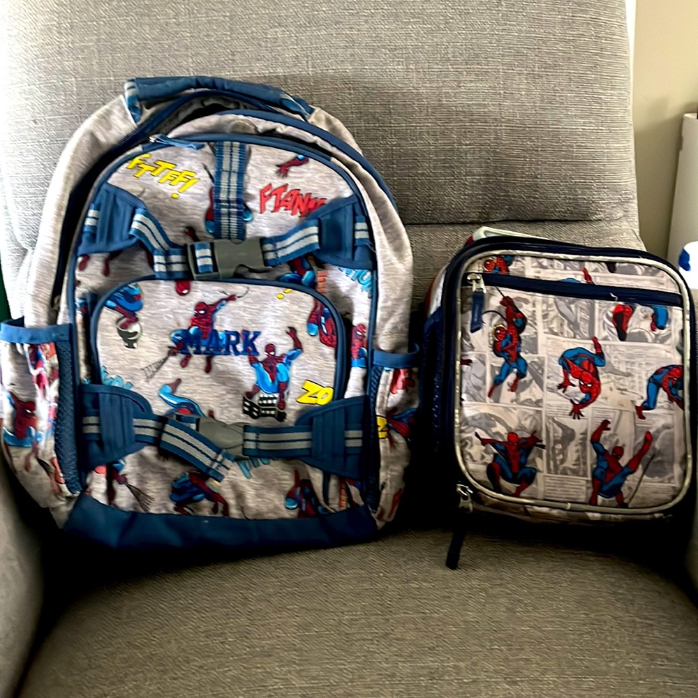 Pottery Barn Kids Spider-Man Marvel Backpack and Lunchbox combo